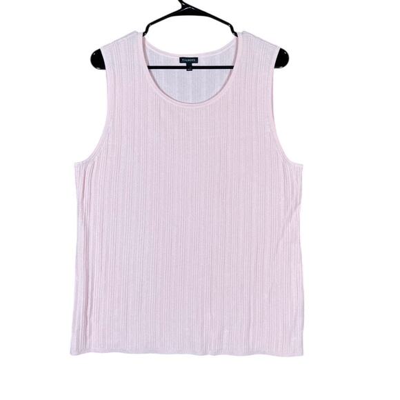Talbots Womens Shirt Pink Sleeveless Ribbed Knit Round Neck Viscose Blend XL - Picture 1 of 12